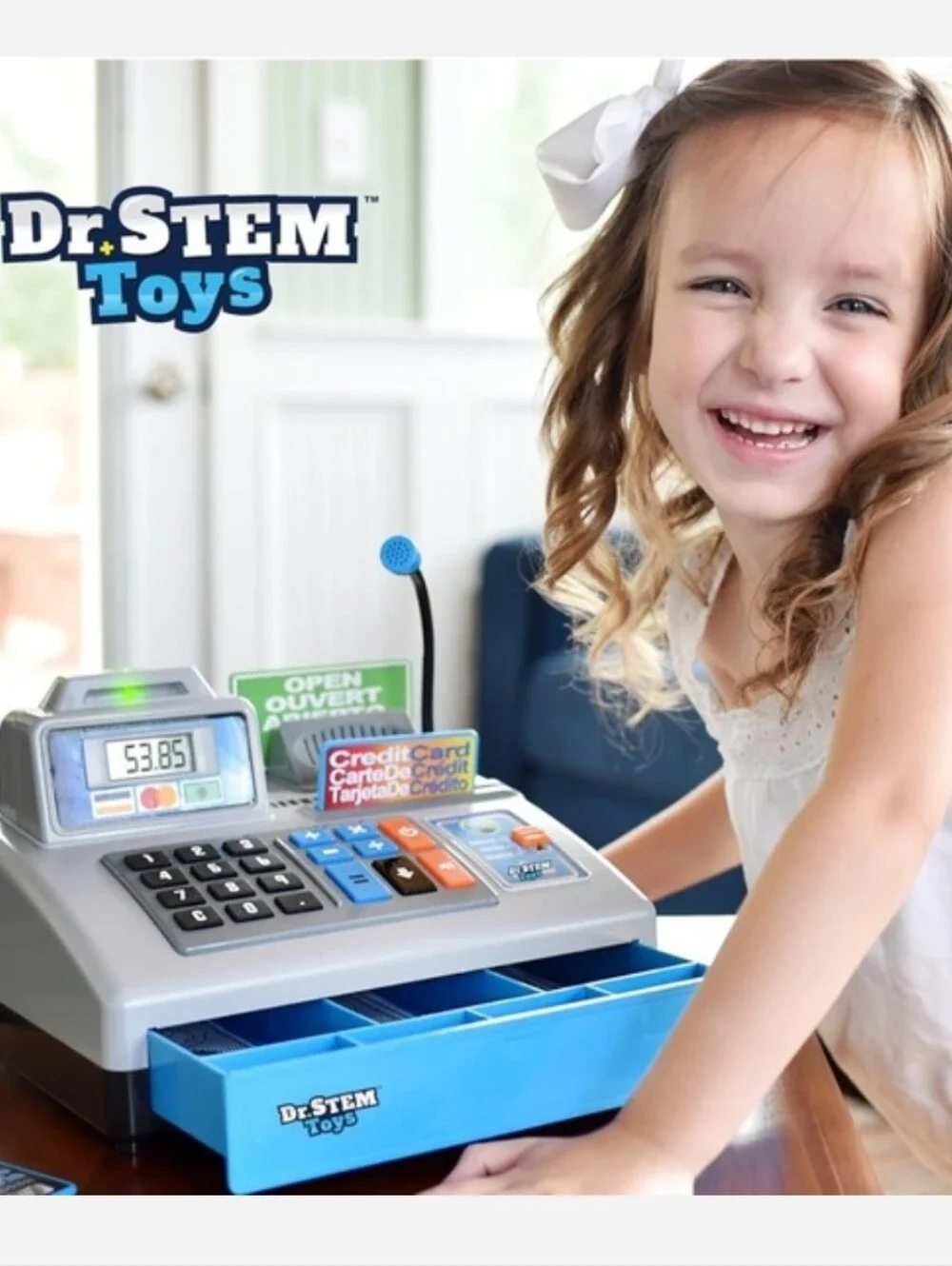 New Dr. Stem Toys Talking Cash Register Toy - Silver, Blue, Black